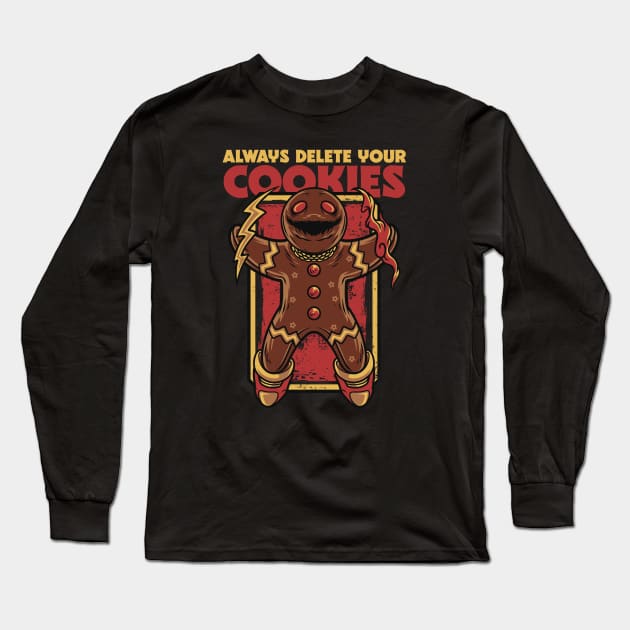 Always Delete Your Cookies // Funny Christmas Horror Long Sleeve T-Shirt by SLAG_Creative